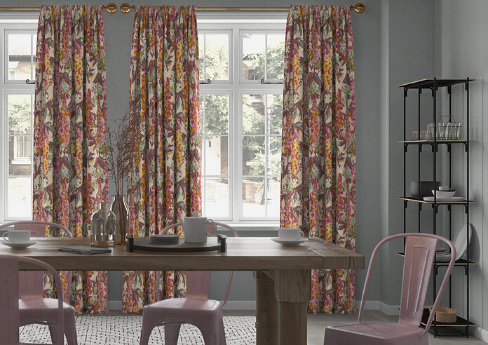 Hollihocks, Burgundy - Made to Measure Curtains - Image 3